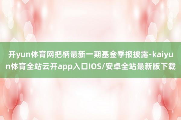 开yun体育网把柄最新一期基金季报披露-kaiyun体育全站云开app入口IOS/安卓全站最新版下载